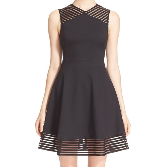 Ted Baker Eleese Mesh Detail Skater Dress - Picture 1 of 11